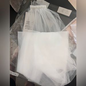 Cathedral Length Tulle Wedding Veil with Comb 1 Tier - 59"W-118"L White